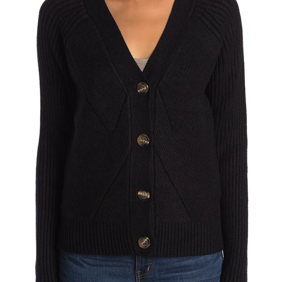 v neck button front cardigan